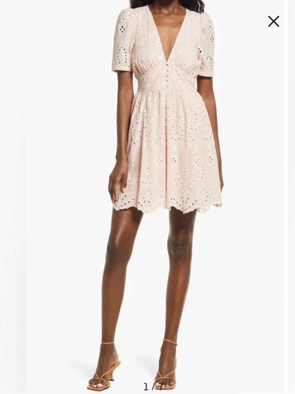Chelsea28 Pink Eyelet Fit & Flare Mini Dress - Size Medium - Excellent Condition